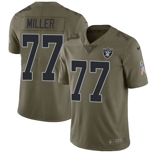 Nike Raiders #77 Kolton Miller Olive Men's Stitched NFL Limited Salute To Service Jersey - Click Image to Close